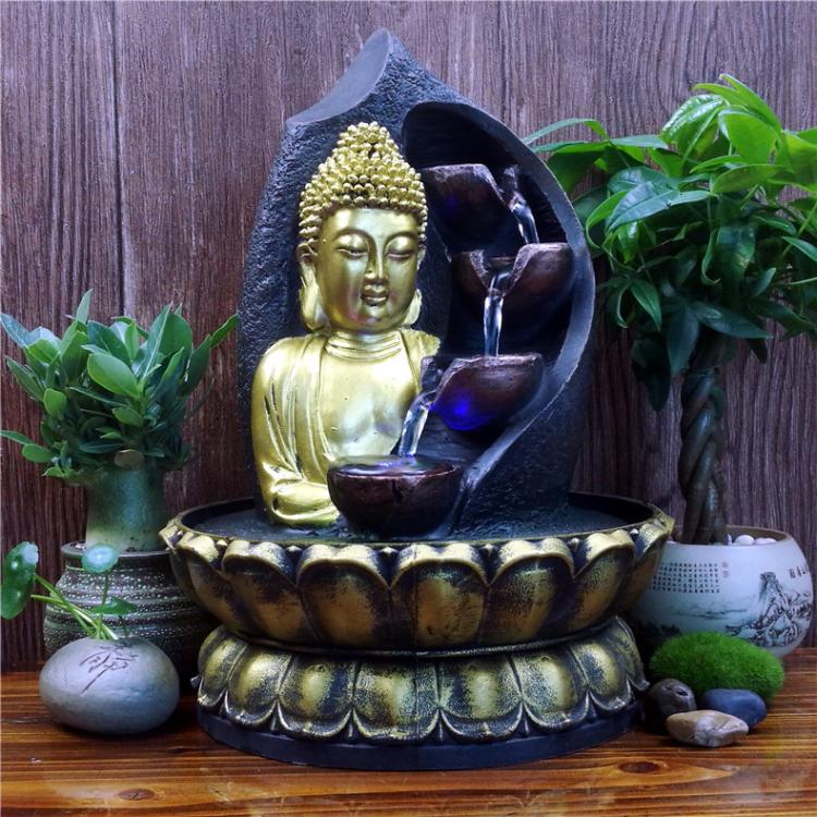 Buddha Statue Water Decoration Zen Fountain Fortune