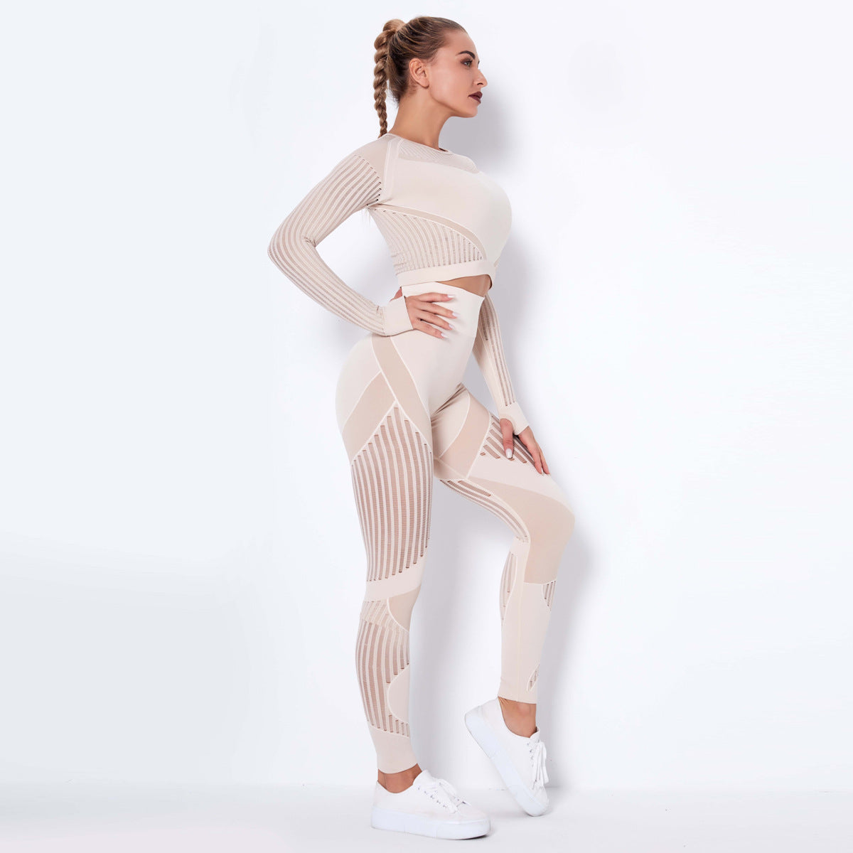 Seamless Knitted Absorbent Yoga Long-Sleeved Suit Yoga Wearsuit 