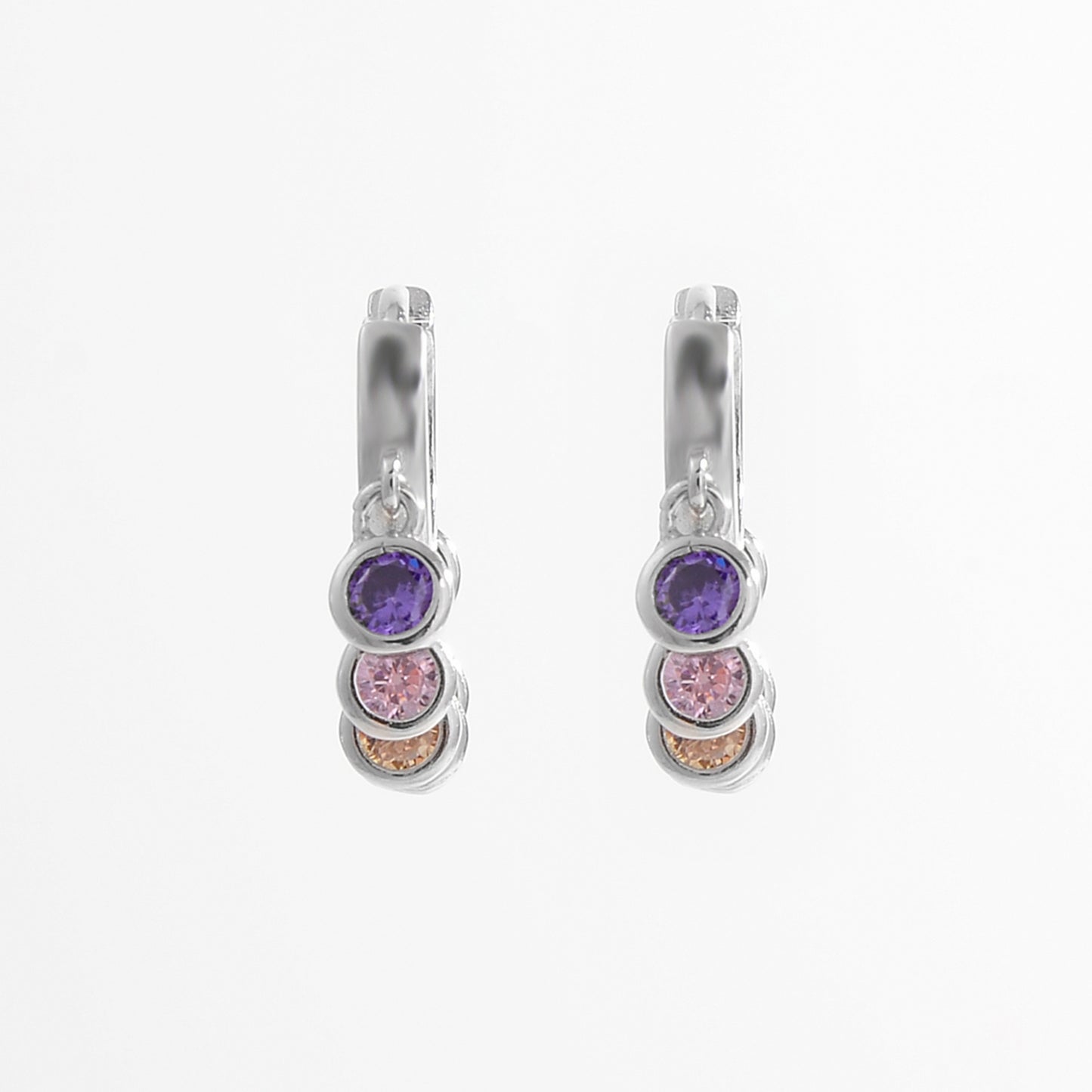 Zircon 925 Sterling Silver Huggie Earrings 