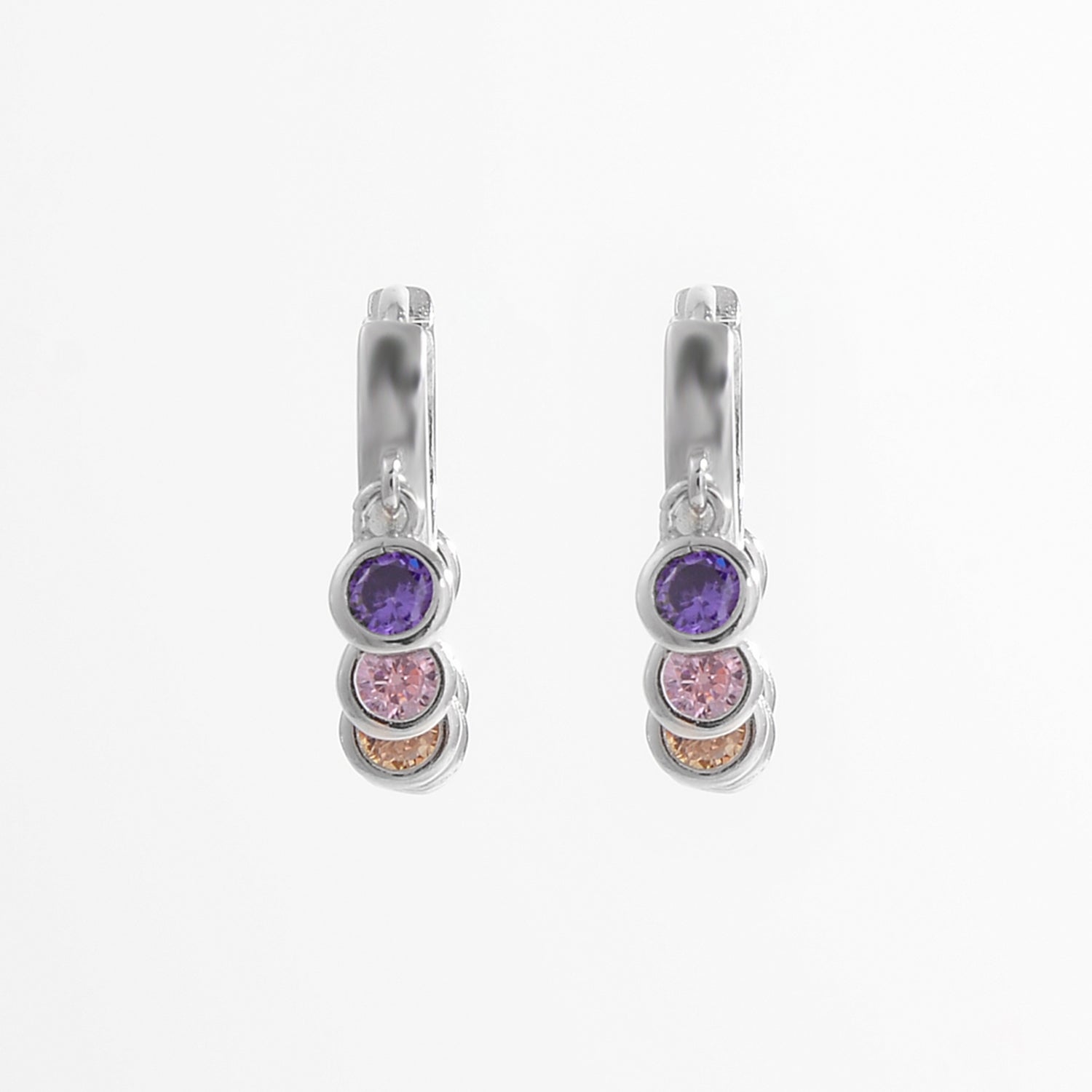 Zircon 925 Sterling Silver Huggie Earrings 