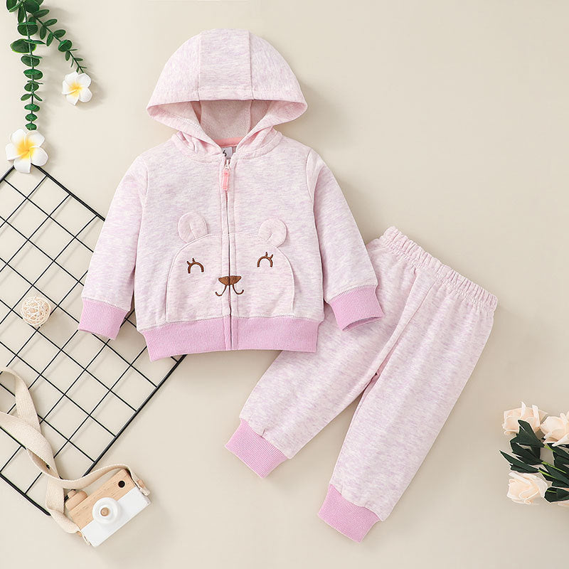 Fall Boy's Sweatshirt Set, Children's Fashion Hooded Zipper Jacket, Trousers Two-Piece Set