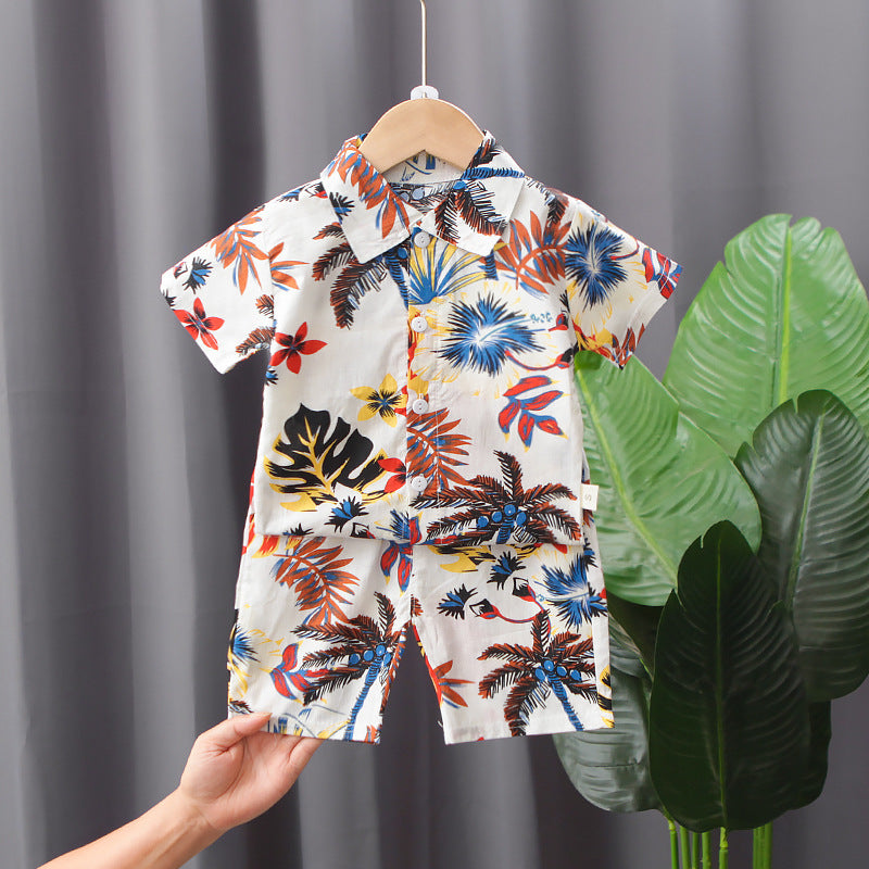 Short Sleeve Shorts Suit Beach Cartoon Full Print