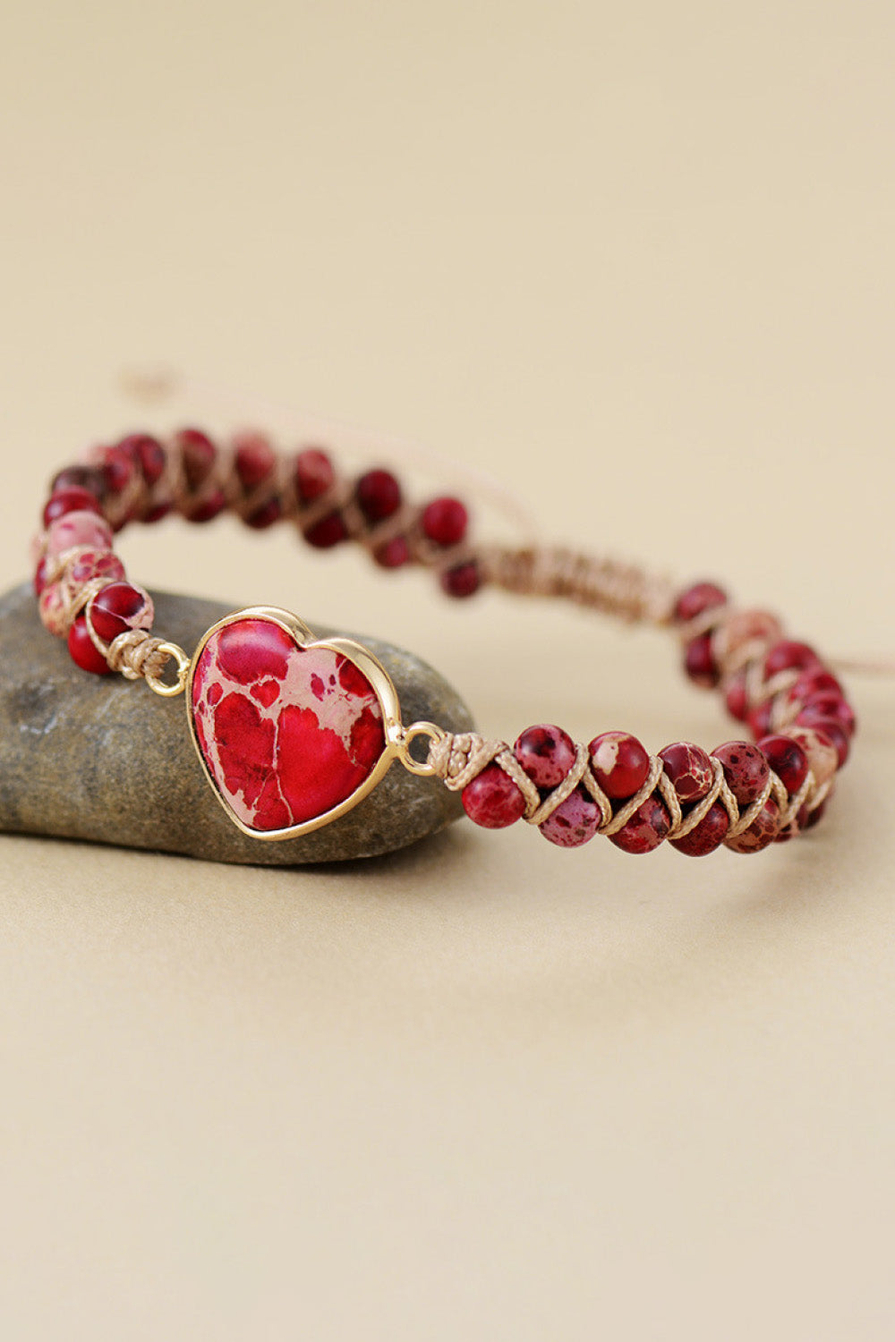 Handmade Heart Shape Natural Stone Bracelet 