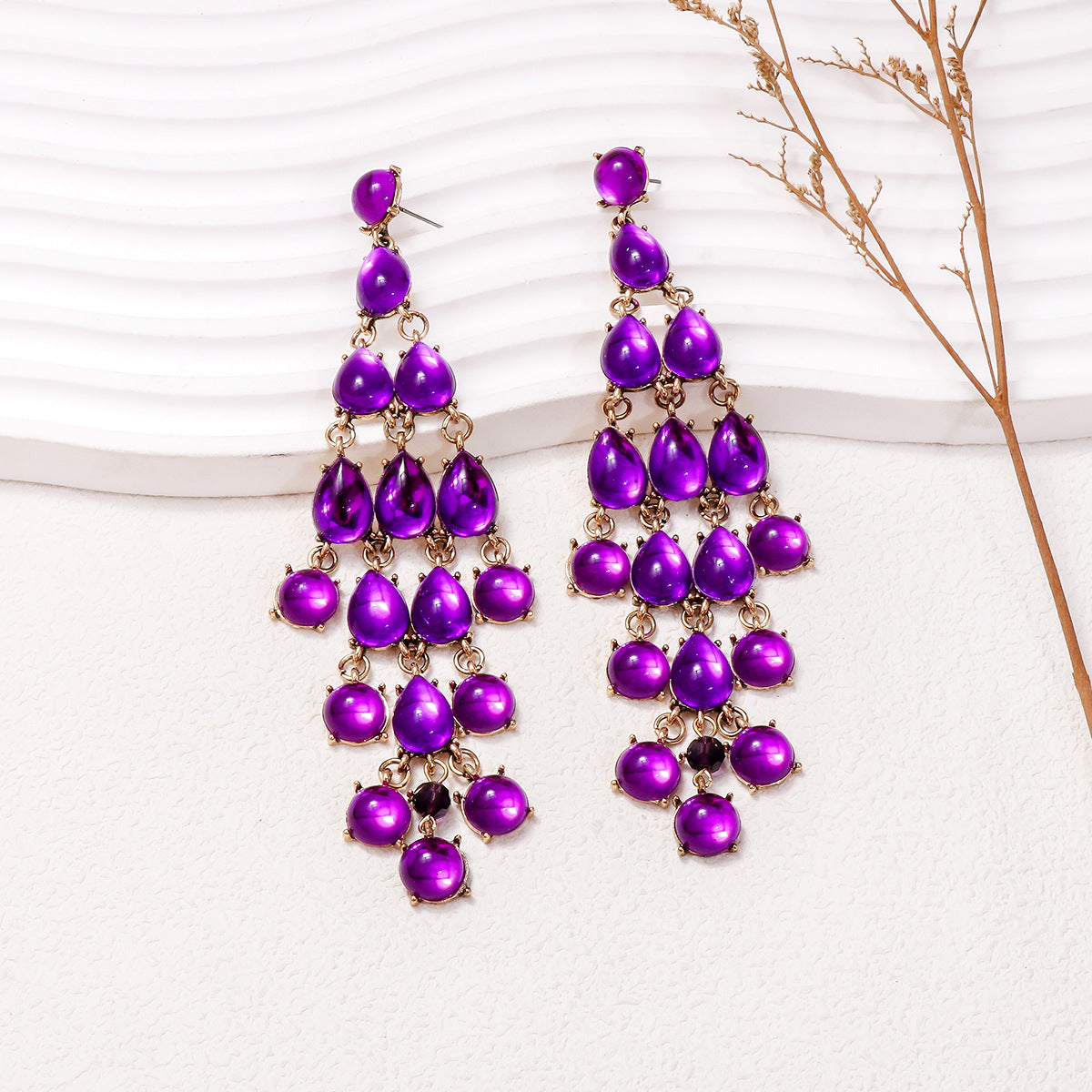 Alloy & Rhinestone Teardrop Earrings 