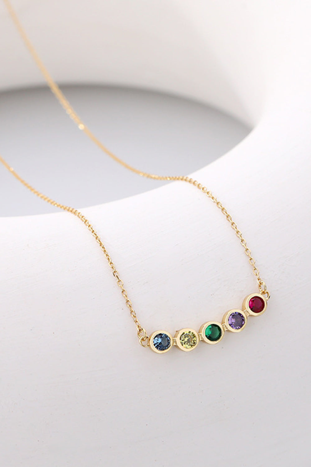 925 Sterling Silver Rainbow Cubic Zirconia Necklace 