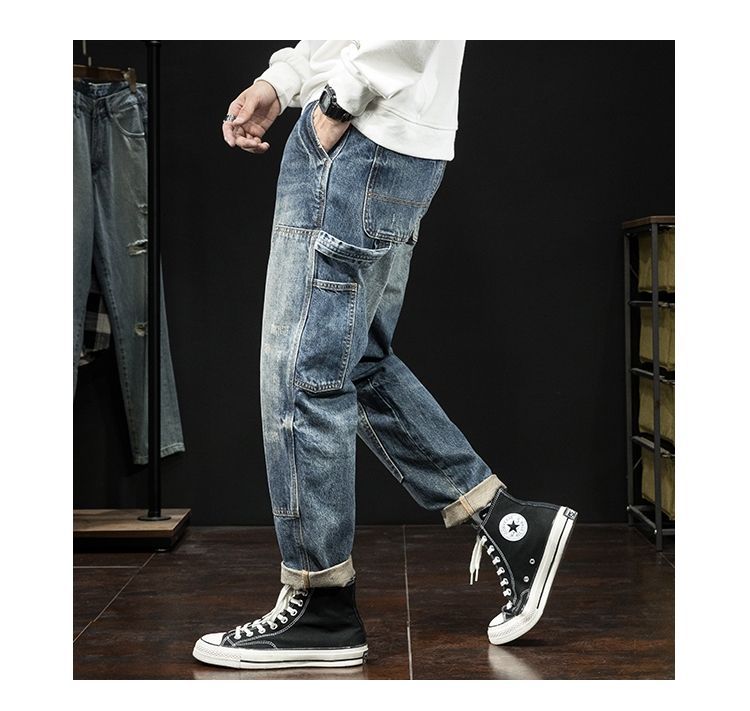 Spring And Autumn New Men's Jeans Stretch Slim-fitting Patchwork Casual