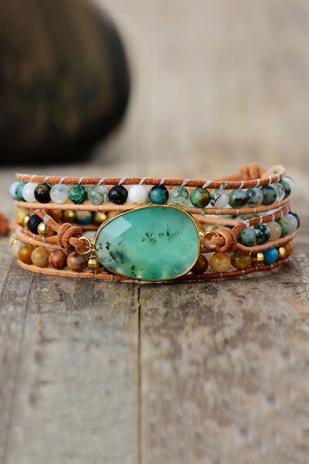 Natural Stone & Agate Layered Bracelet 