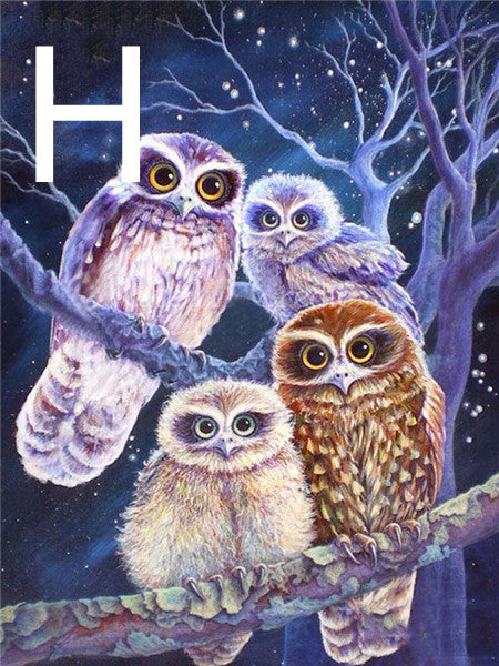 Owl Night Tree Pattern Embroidery Cross Stitch 5D Diamond Painting