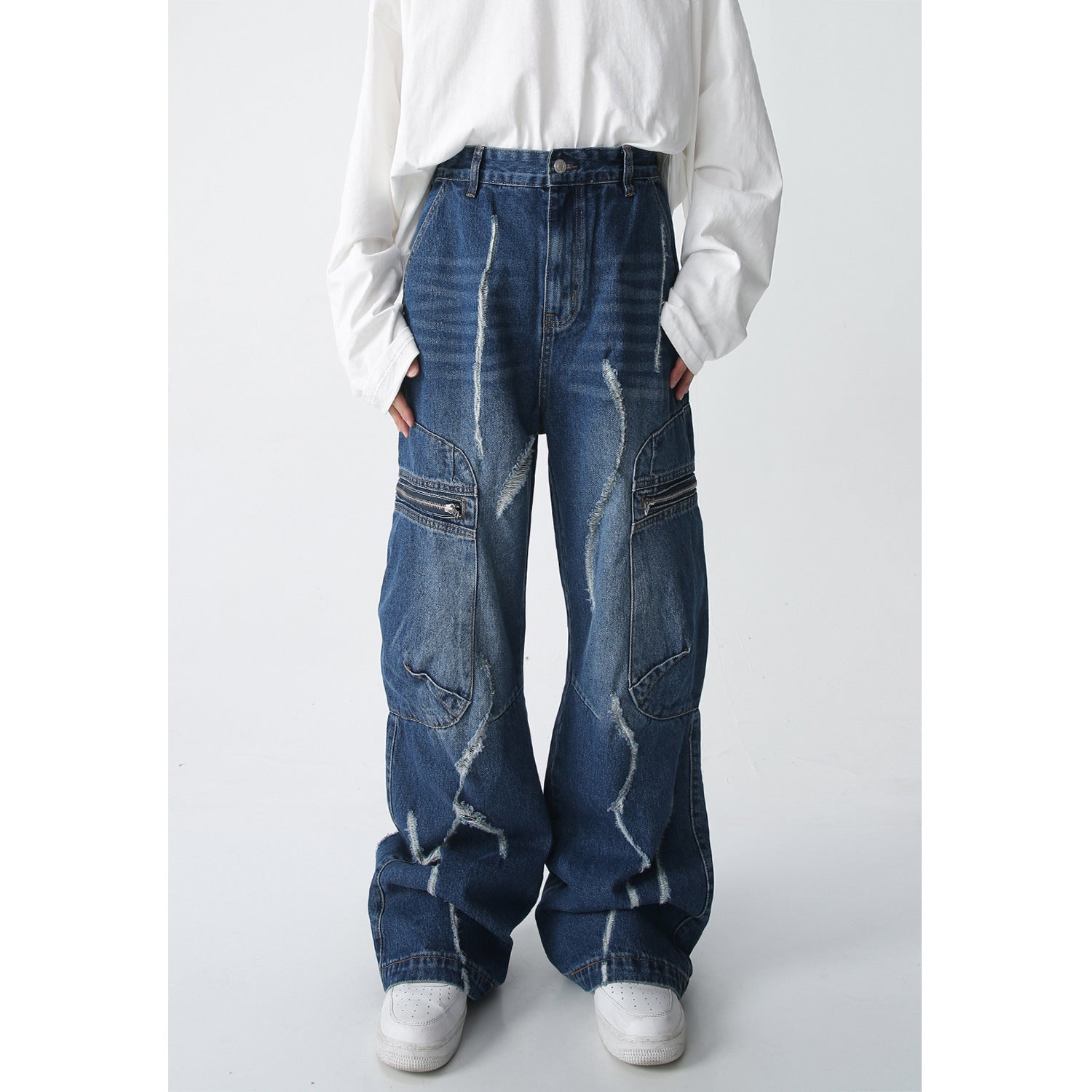 Loose Straight Zipper Hip Hop Overalls