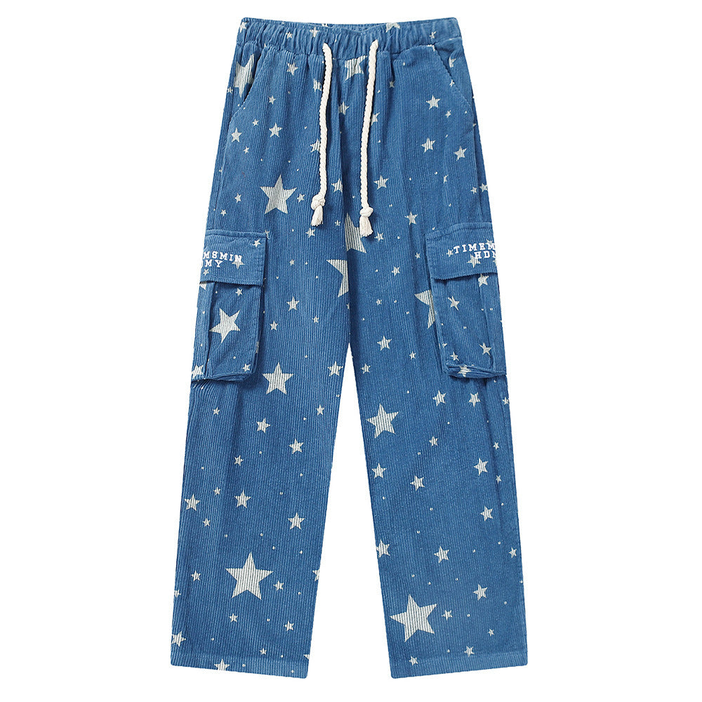 Corduroy Star Full Print Casual Pants