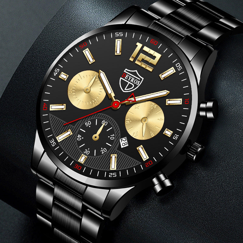 Men's Stainless Steel Fashion Calendar Quartz Watch