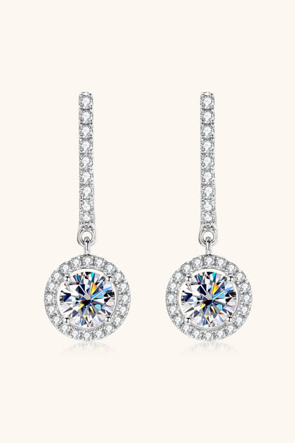 2 Carat Moissanite 925 Sterling Silver Drop Earrings 