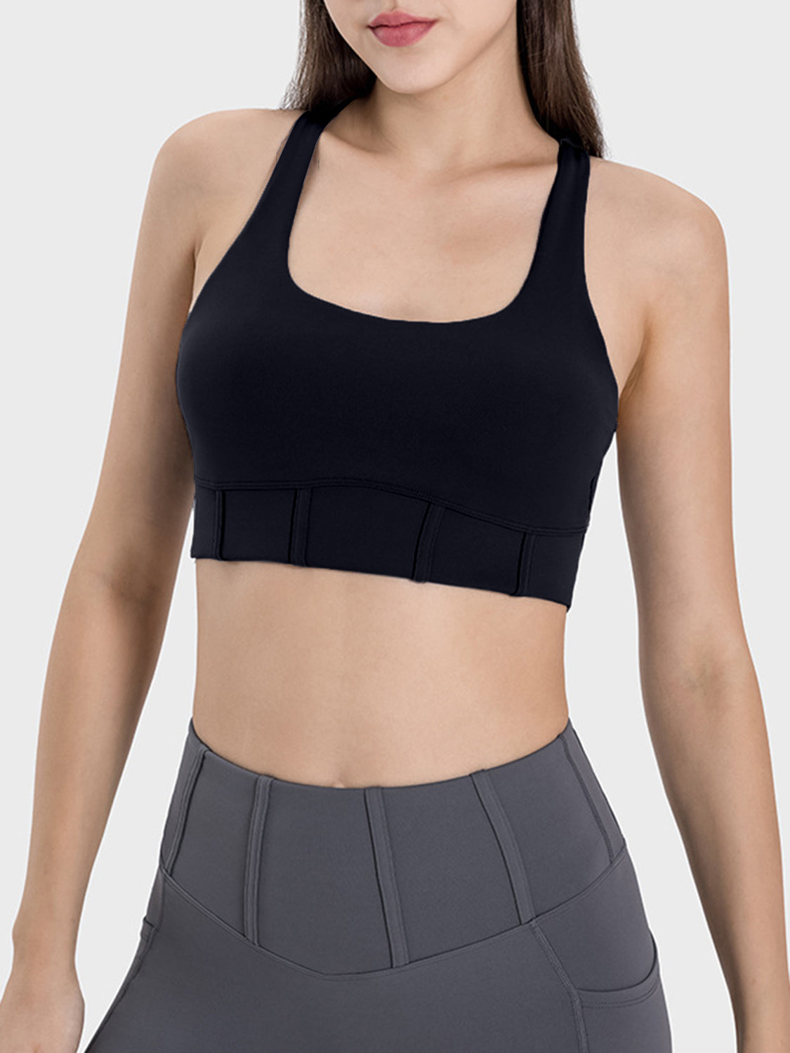 Square Neck Wide Strap Active Tank - Babbazon New Products