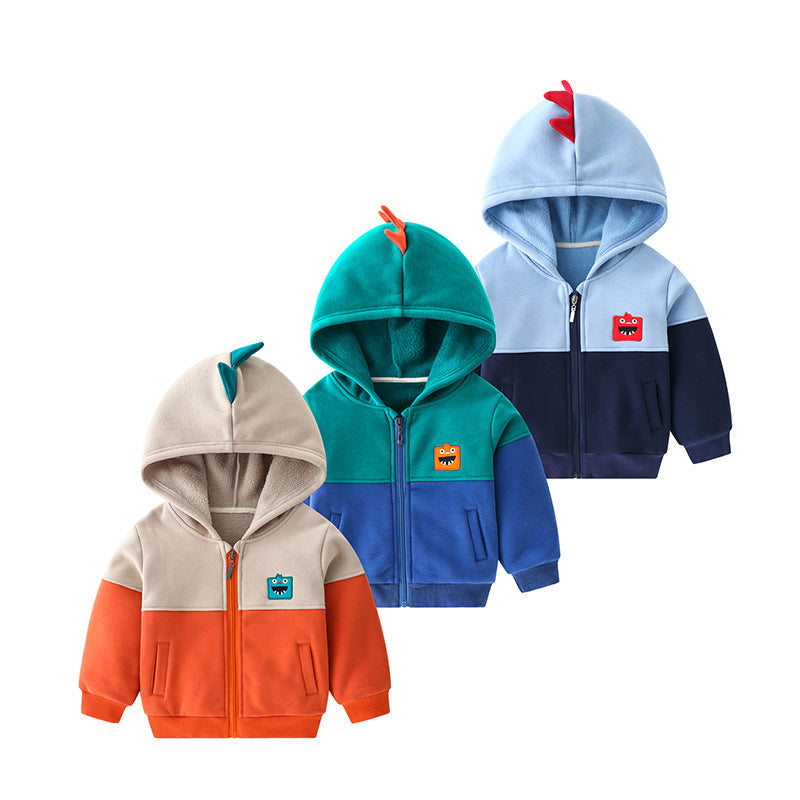 Children's Hooded Jacket And Fleece Boy Sweater