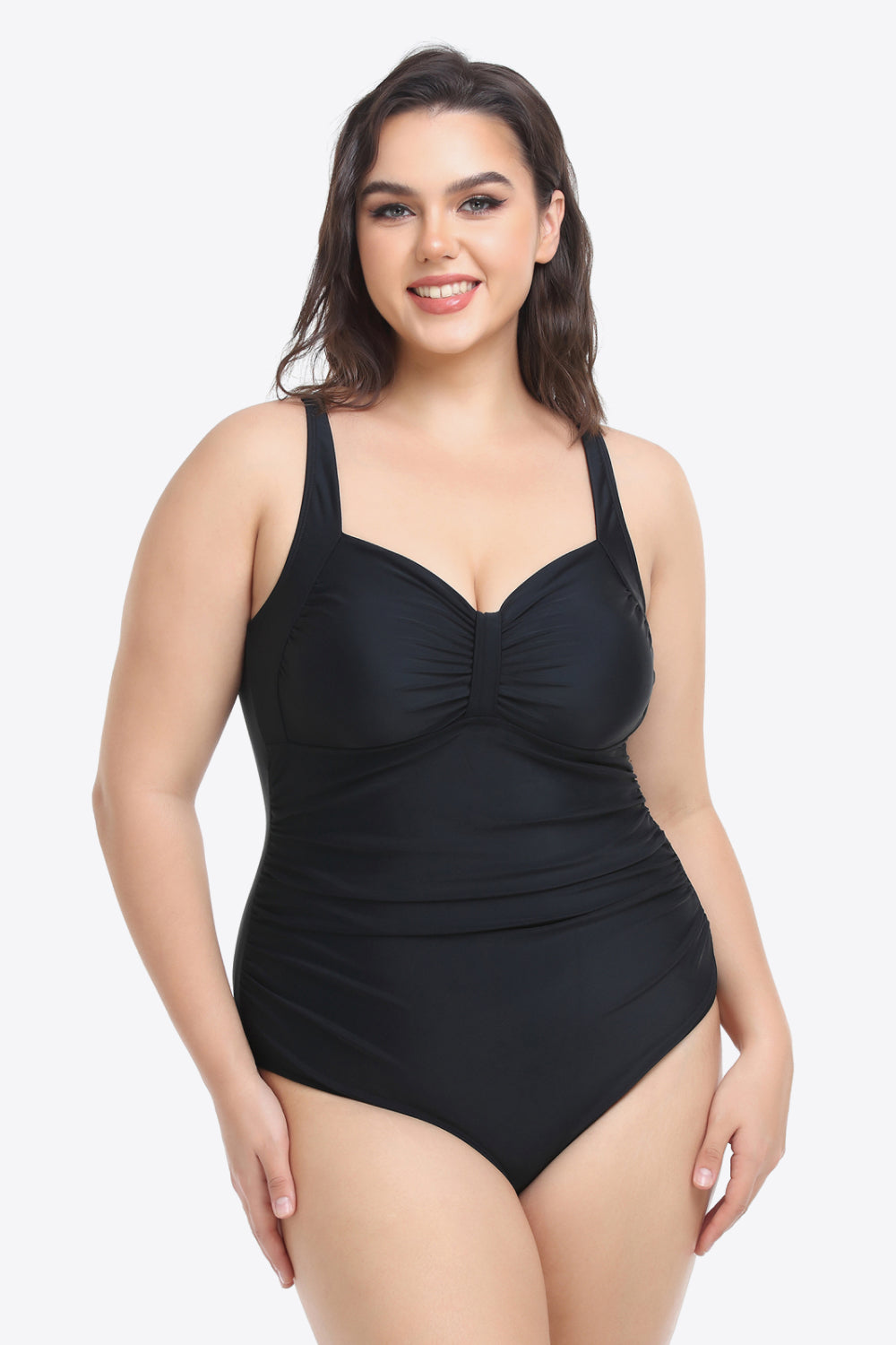 Plus Size Sleeveless Plunge One-Piece Swimsuit 