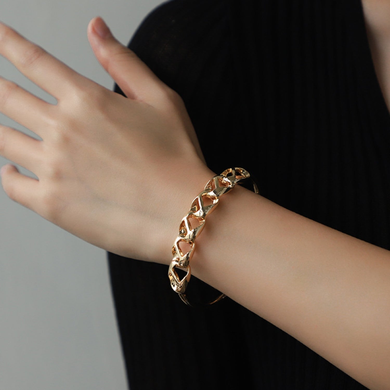 Gold-Plated Alloy Cuff Bracelet 