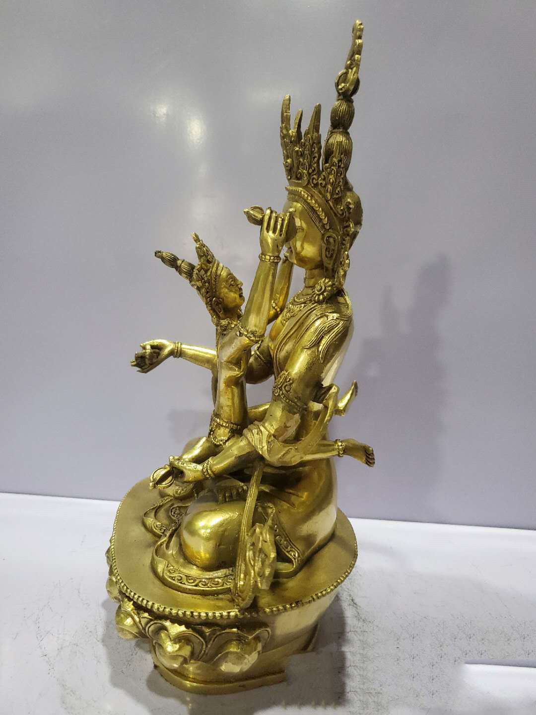 Bronze Happy Buddha Double Bodhisattva Vajrasattva Statue