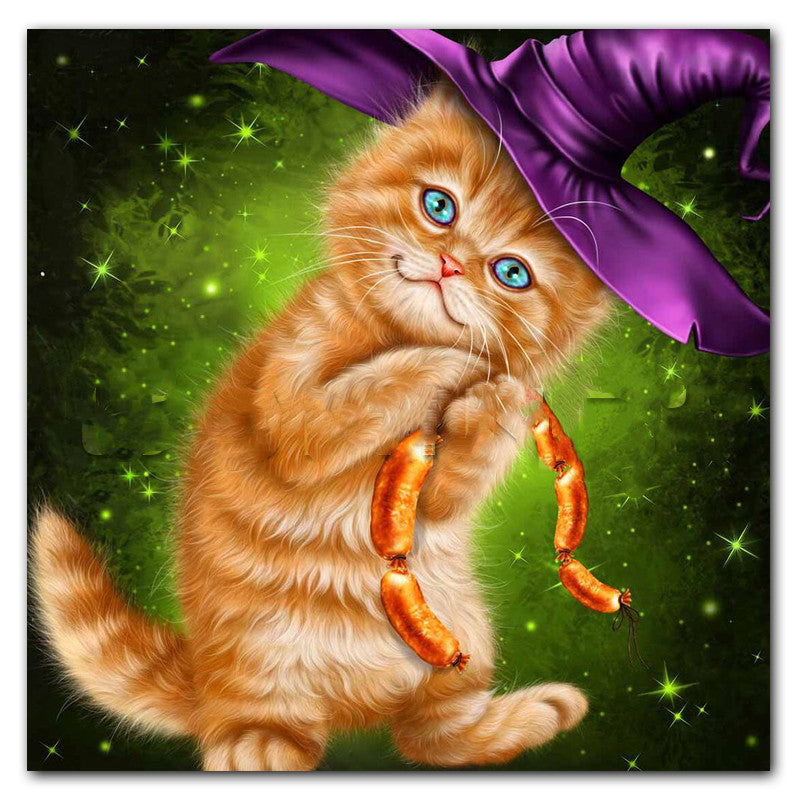 Halloween Cat Square Rhombus Cartoon Embroidery Diamond Painting