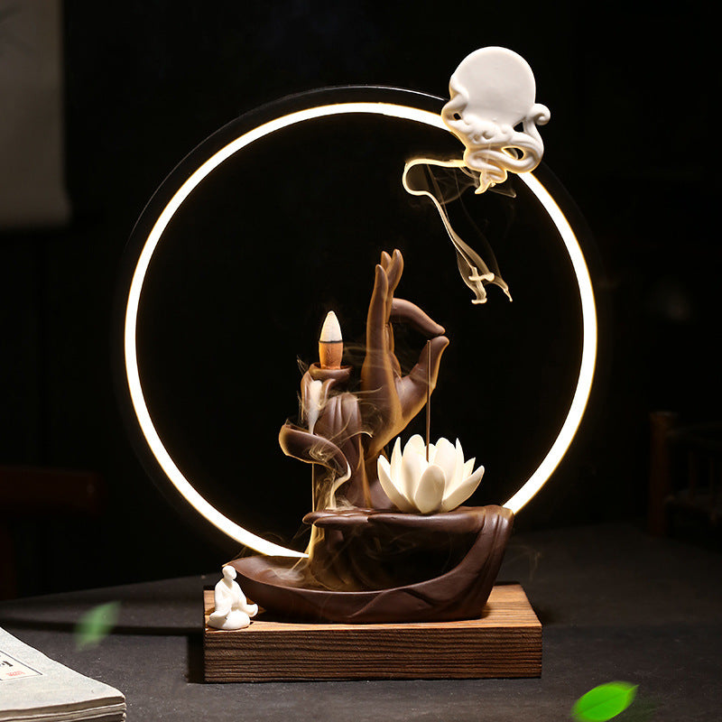 Bergamot Backflow Incense Burner Ornament Lamp Ring Home Indoor