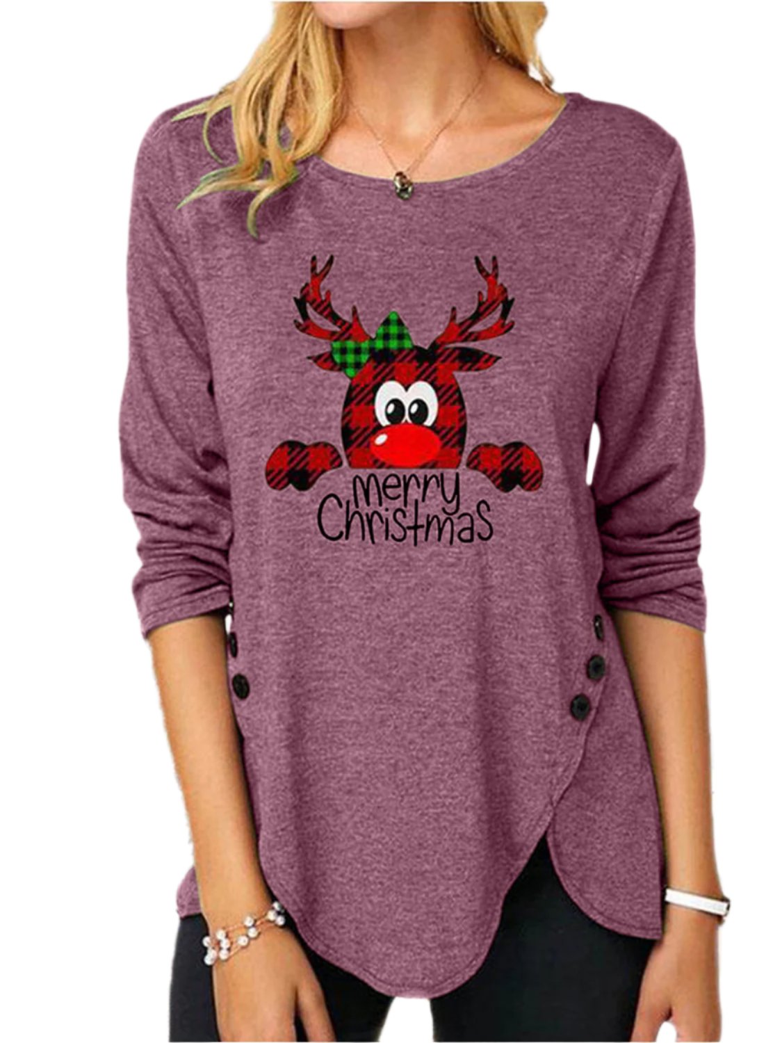 Full Size Reindeer Round Neck Long Sleeve T-Shirt