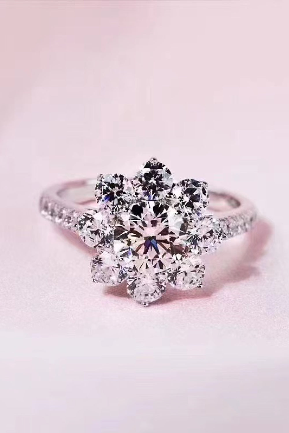 1 Carat Moissanite Flower Ring 