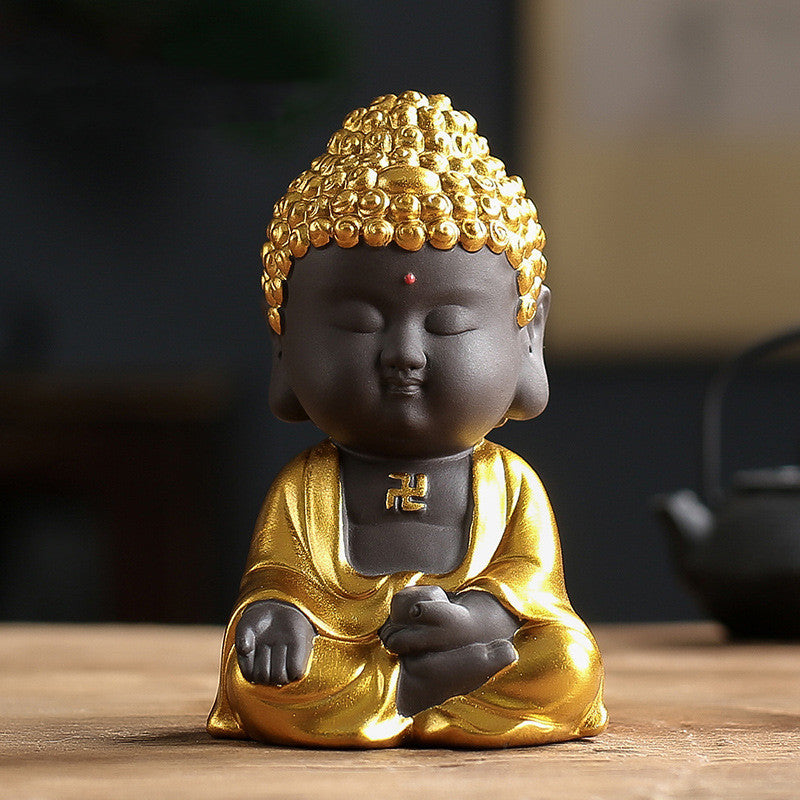 New Zisha Small Tathagata Buddha Statue Zen Car Ornament