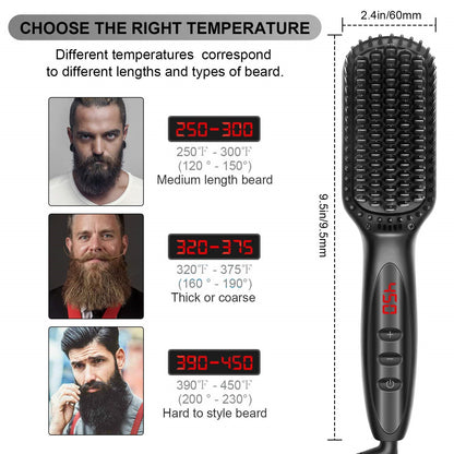 2 in1 Hair Straightener Brush Heating Beard Clip Comb Styler Electric Ionic Straightening Brush