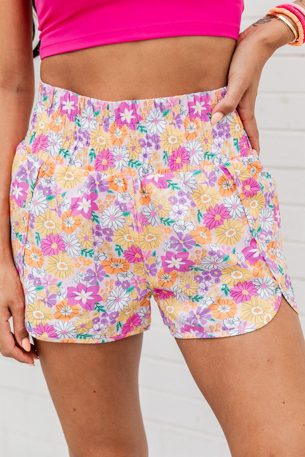 Printed High Waist Shorts - Babbazon New Products