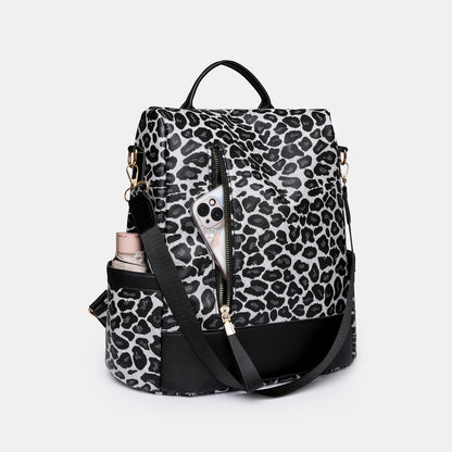 Leopard PU Leather Backpack Bag 