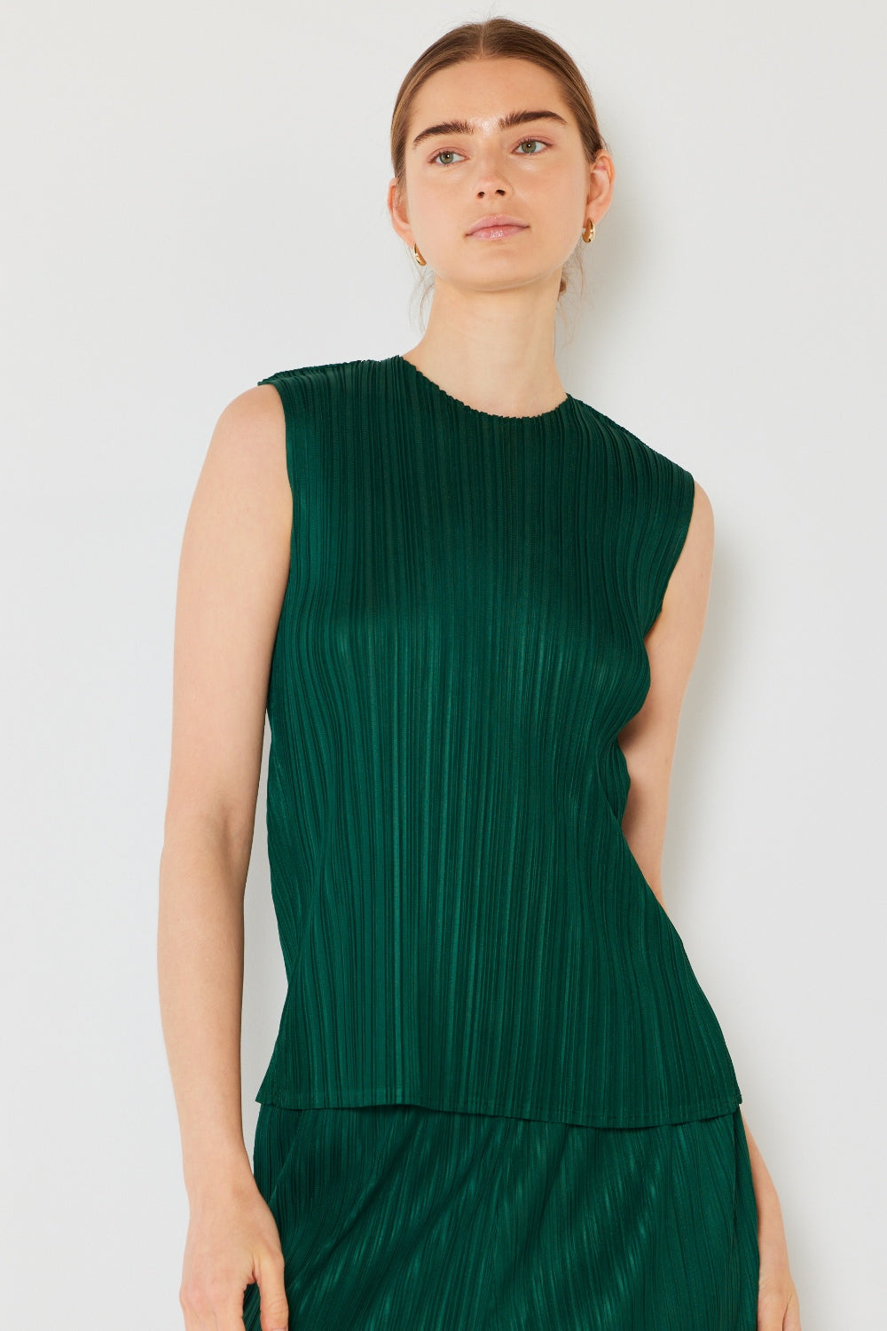 Marina West Swim Pleated Sleeveless Crewneck Tank