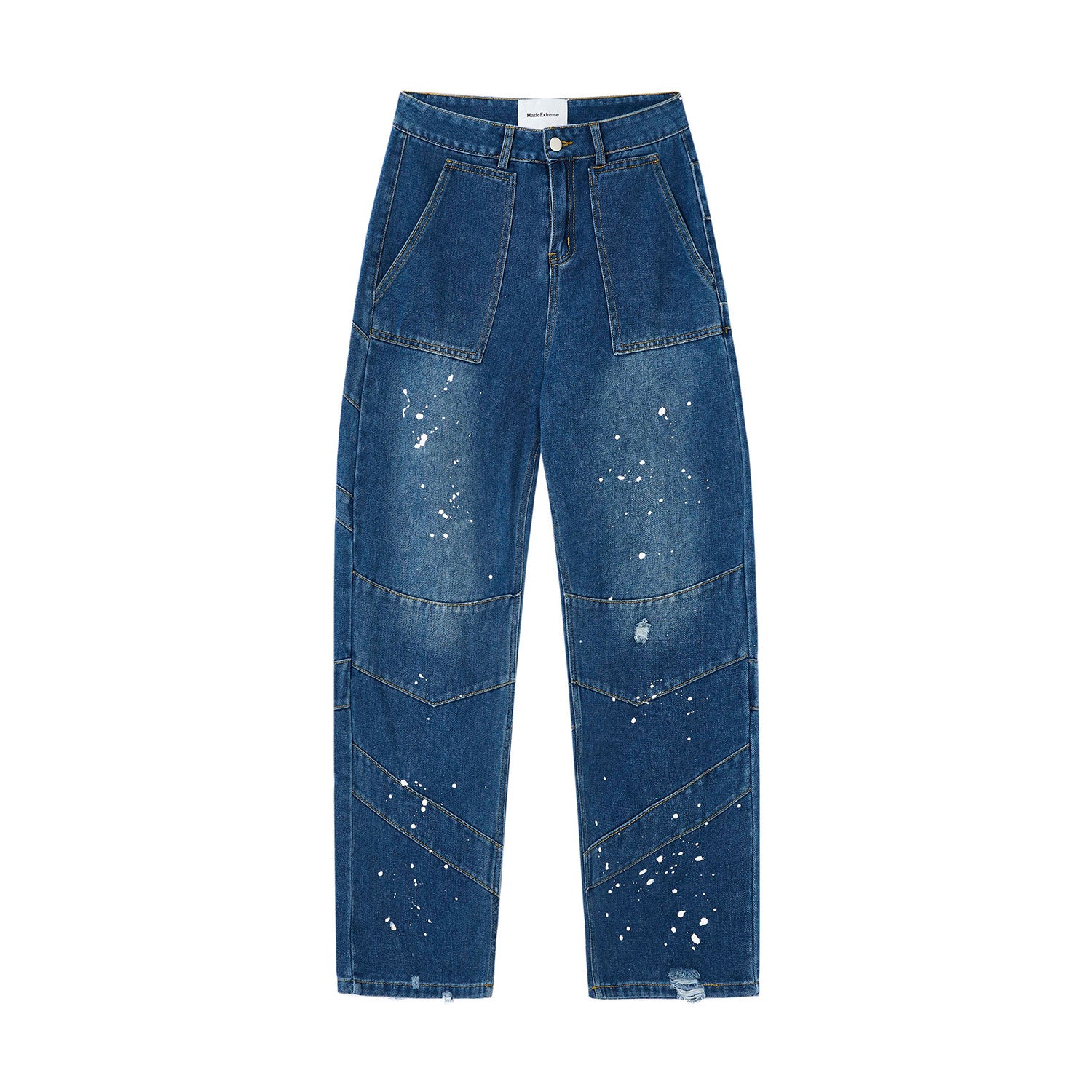 Street Vintage Washed And Whitened Old Ink Splash Jeans