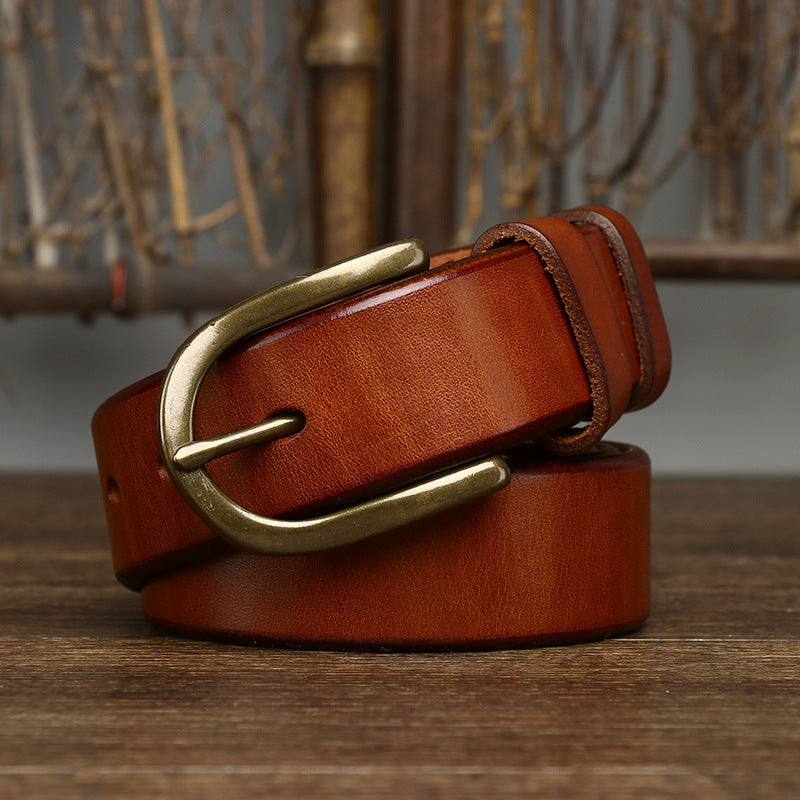 3.3CM Wide Copper Buckle Trendy Fashion Retro Belt Men 