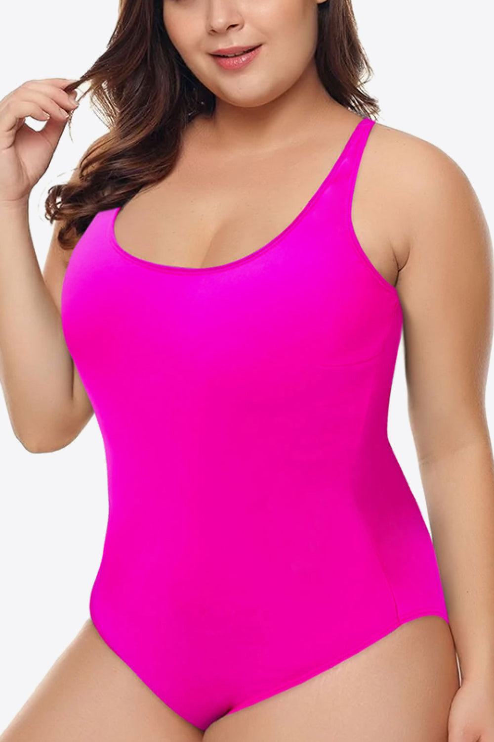 Plus Size Scoop Neck Sleeveless One-Piece Swimsuit 