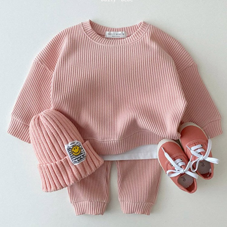 Infant Children's Clothing Sports Suit Spring And Autumn Korean Baby Casual Sweater Suit Boys And Girls Two-piece Trousers