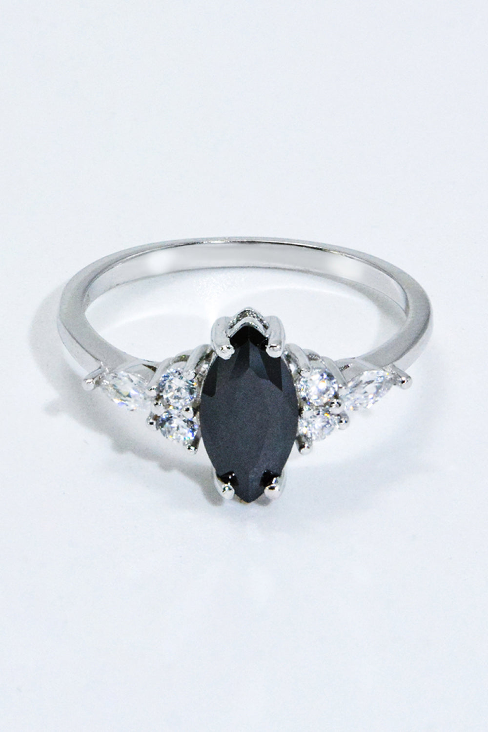 925 Sterling Silver Black Agate Ring 