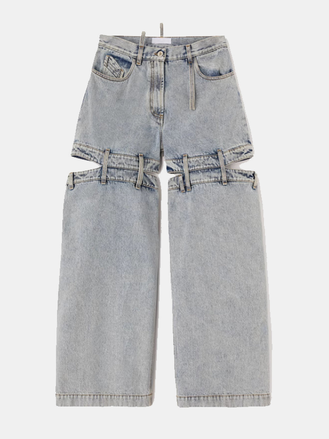 Cutout Wide Leg Jeans with Pockets - Babbazon New Products