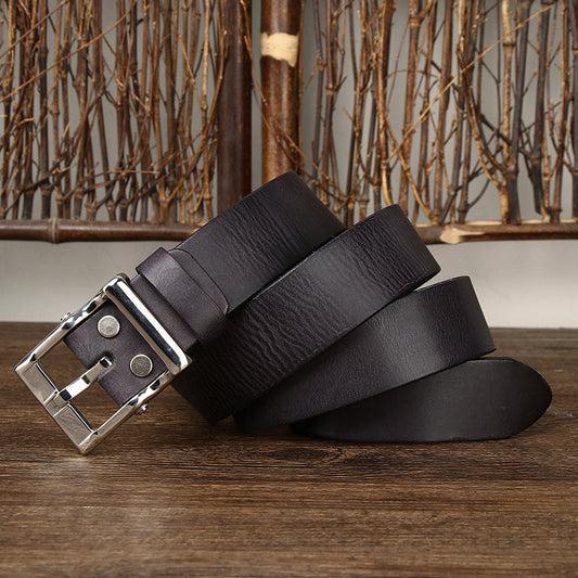 Men's Retro Leather All-match First Layer Cowhide Stainless Steel Buckle Belt 