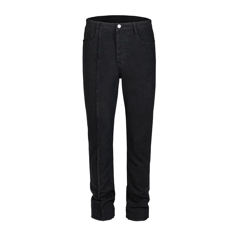 High Street Dark 3D Cut Solid Black Vintage Jeans