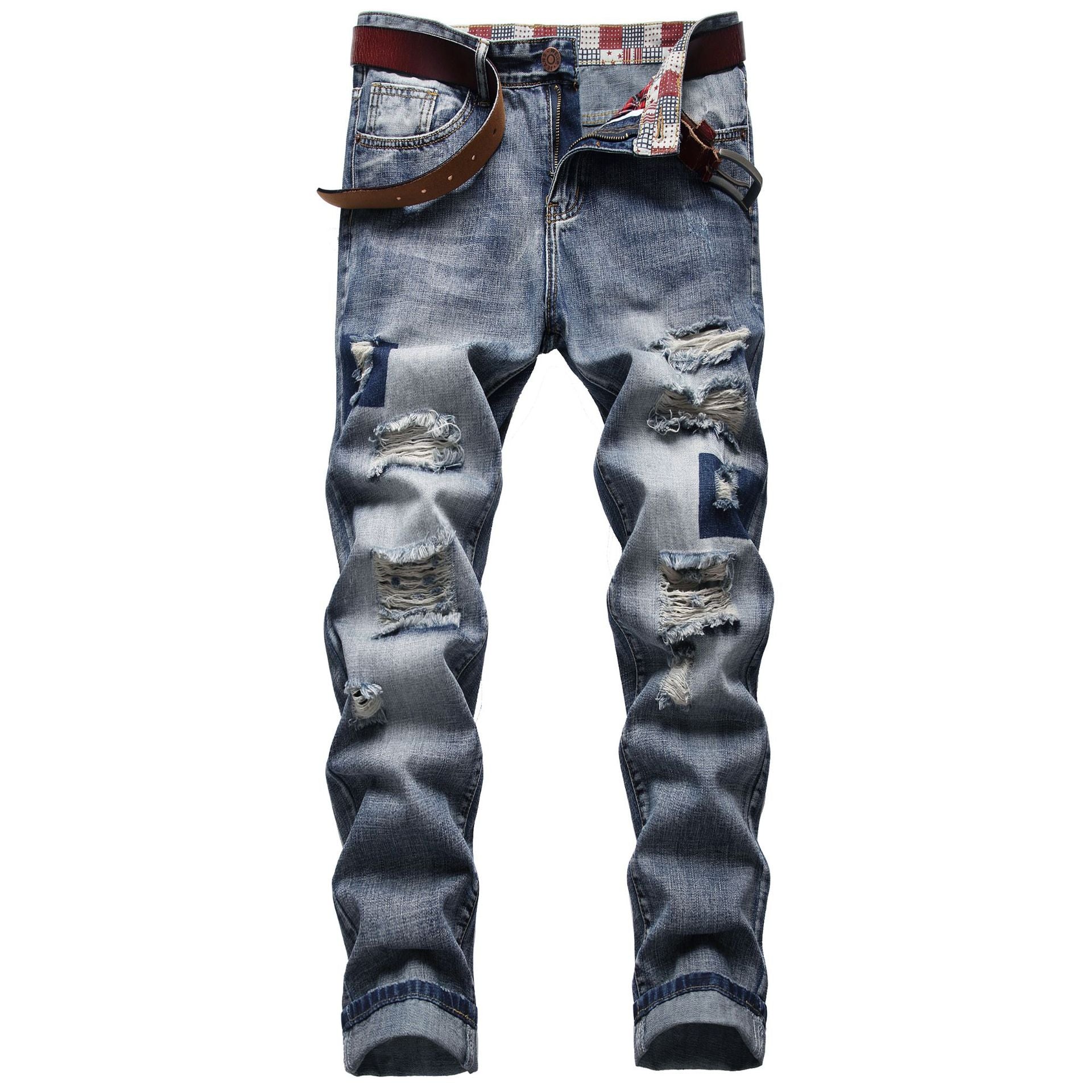 Ripped Men's Retro Slim High Street Jeans