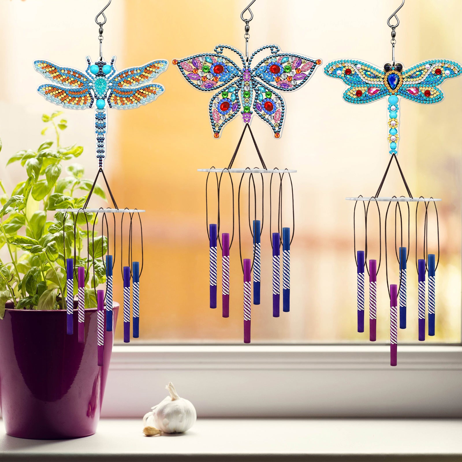 Diamond Painting Wind Chime Pendant DIY Handmade Outdoor Sun Catcher