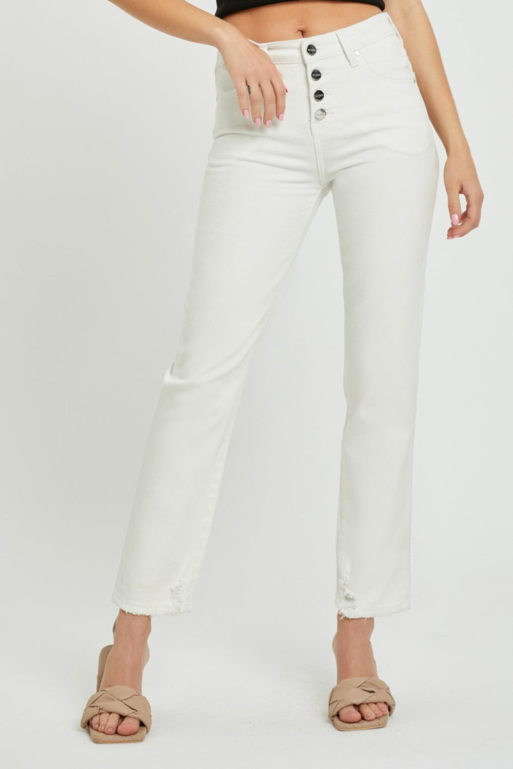 RISEN Full Size Mid-Rise Tummy Control Straight Jeans - Babbazon New Products