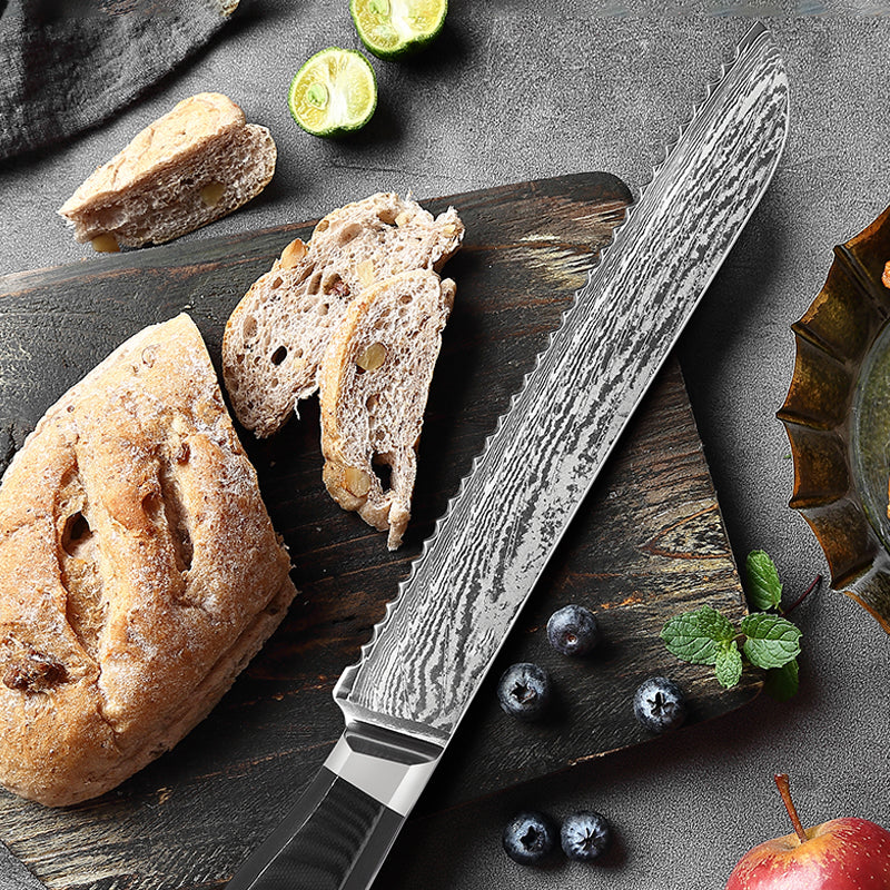 Bread Knife Damascus Bread Slicing Knife 