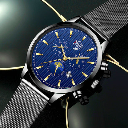 Men's Calendar Watch Business Stainless Steel Luminous Quartz Wrist Watch