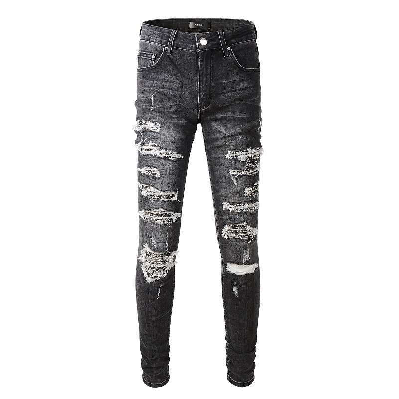 High Street Denim Men's Patch Slim Fit Slim Feet Pants