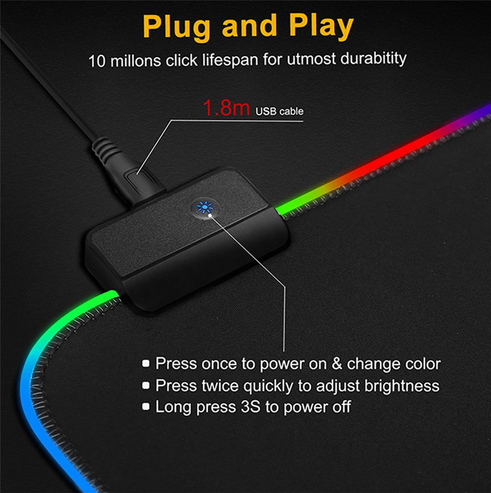 Luminous Mouse RGB Mouse LED Gaming Large Office Desk Pad