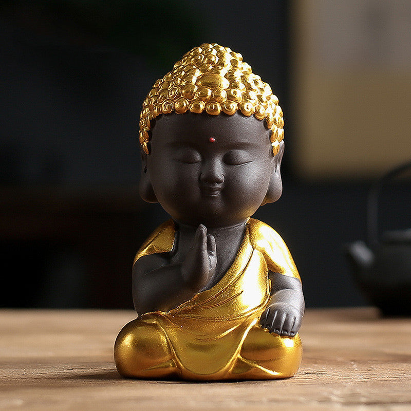 New Zisha Small Tathagata Buddha Statue Zen Car Ornament