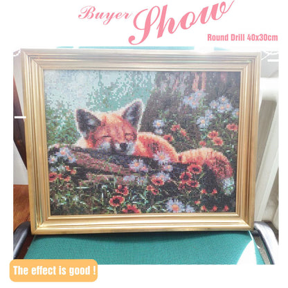 Huacan 5D DIY Diamond Embroidery Fox All SquareRound Diamond Diamond Painting Animal Cross Stitch Craft Home Decoration