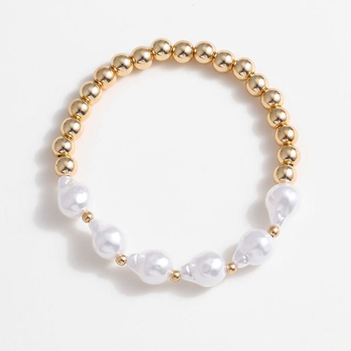 Gold-Plated Alloy Bead Bracelet 