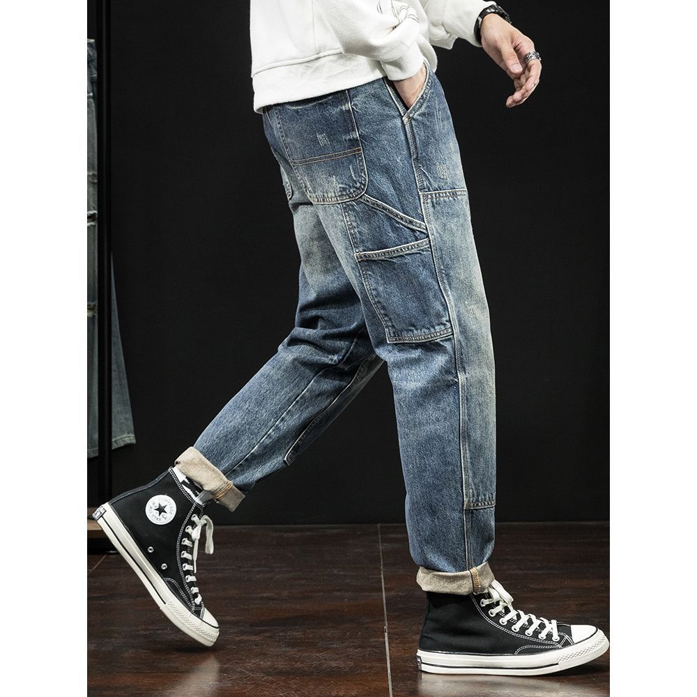 Spring And Autumn New Men's Jeans Stretch Slim-fitting Patchwork Casual