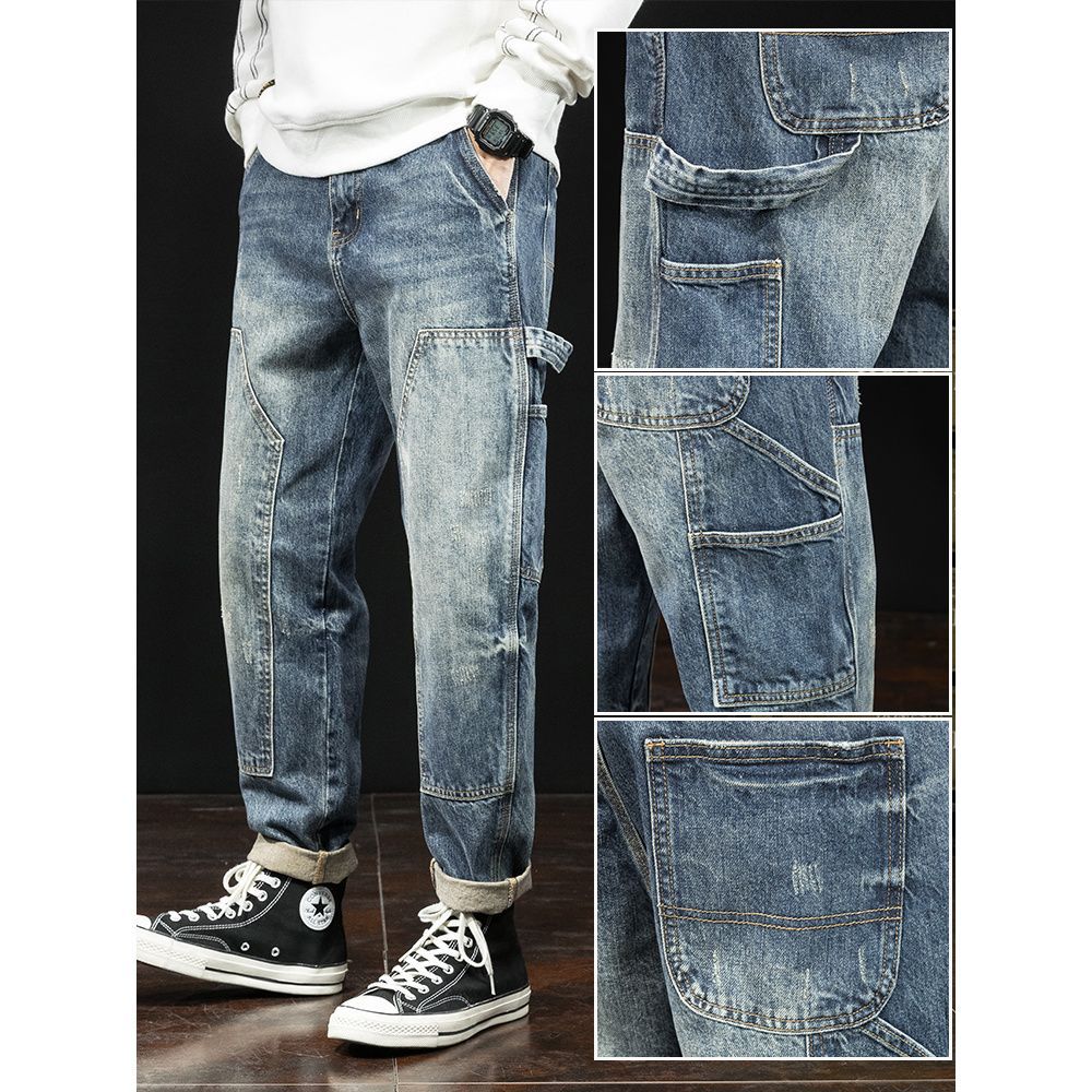 Spring And Autumn New Men's Jeans Stretch Slim-fitting Patchwork Casual